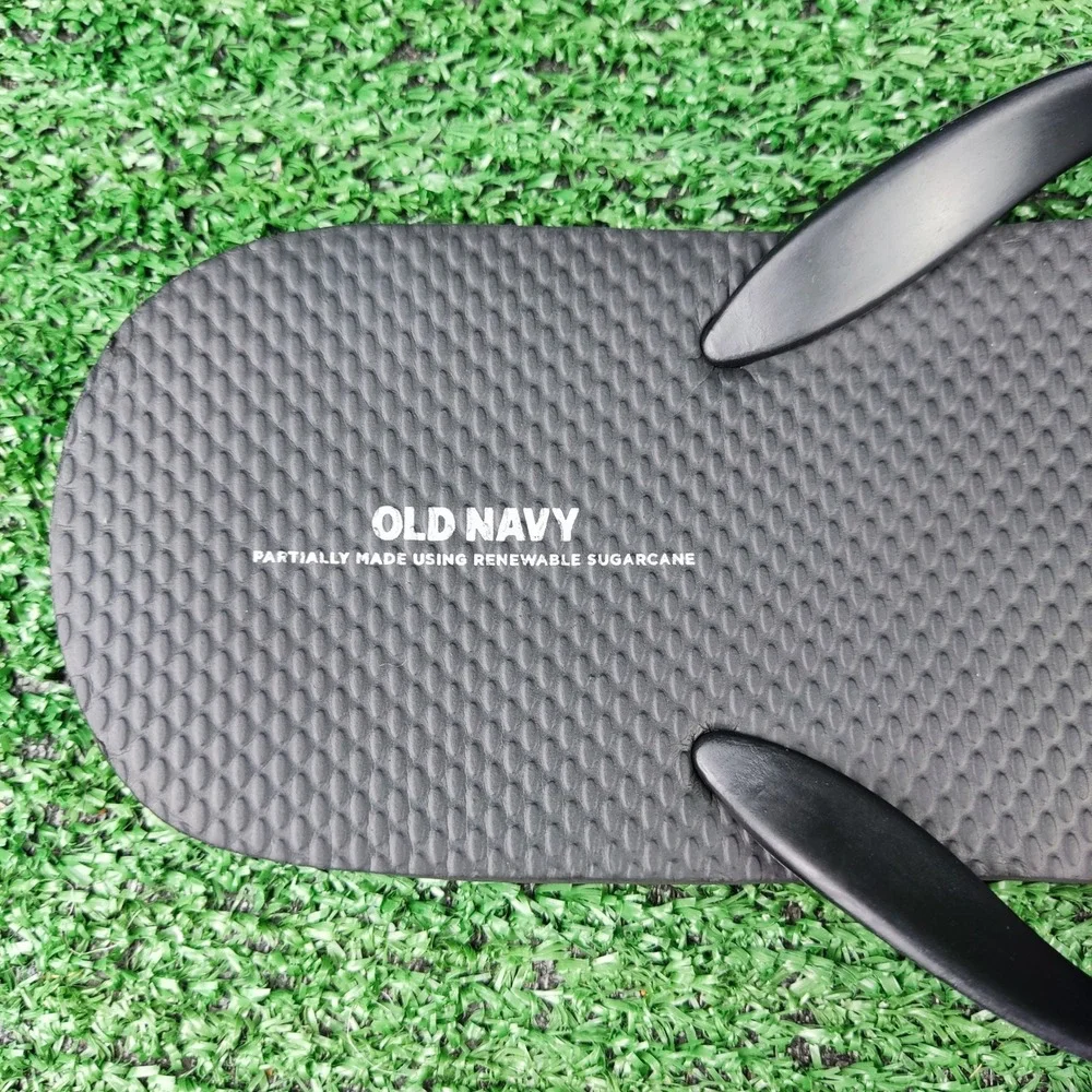 Old Navy Flip Flop Sandals Mens 12-13 Black Plant-Based Sustainable Casual Beach